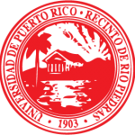 Escudo en color rojo del Recinto Universitario de Río Piedras